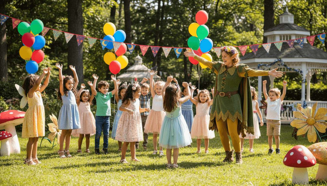 Children performing outdoors on a concert stage at a community event